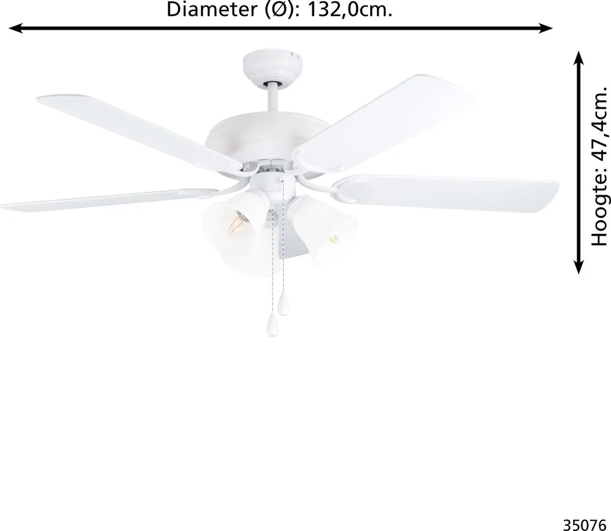 Eglo Las Palmas Plafondlamp Ventilator 132cm - Wit - afbeelding 6 van 6