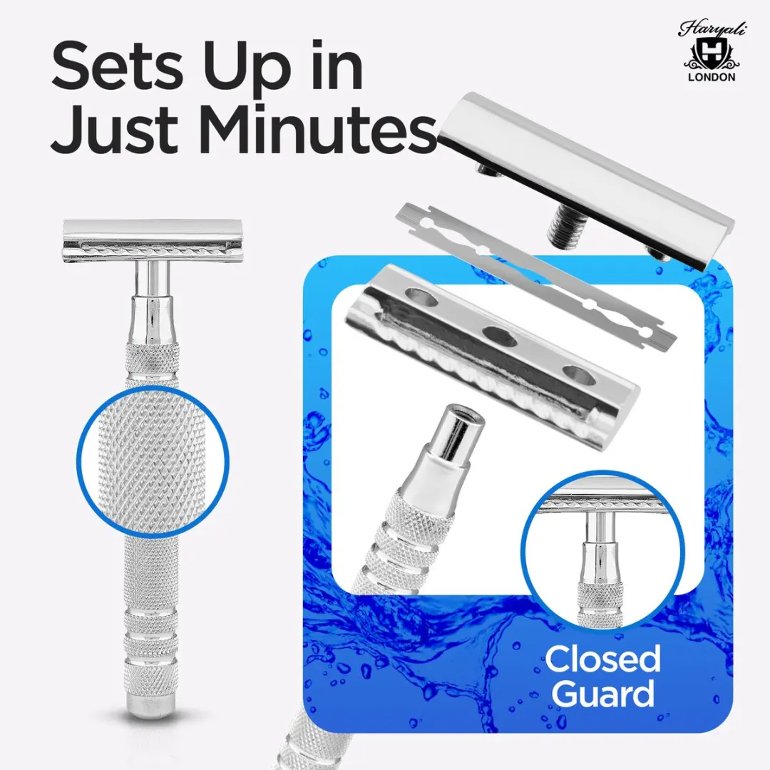 Haryali London Double Edge Safety Razor - Roestvrijstaal - Geëtst ontwerp