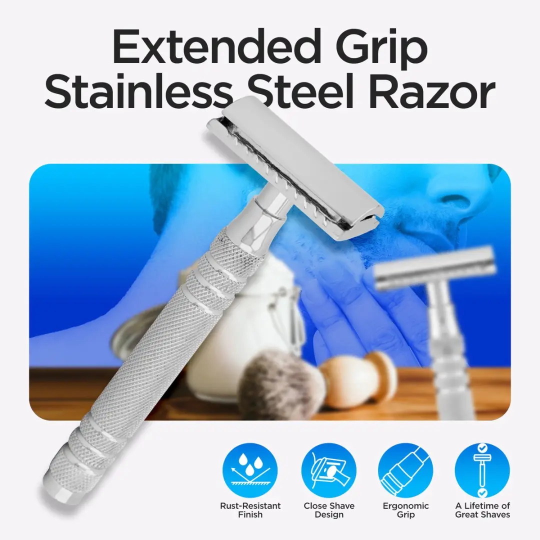 Haryali London Double Edge Safety Razor - Roestvrijstaal - Geëtst ontwerp