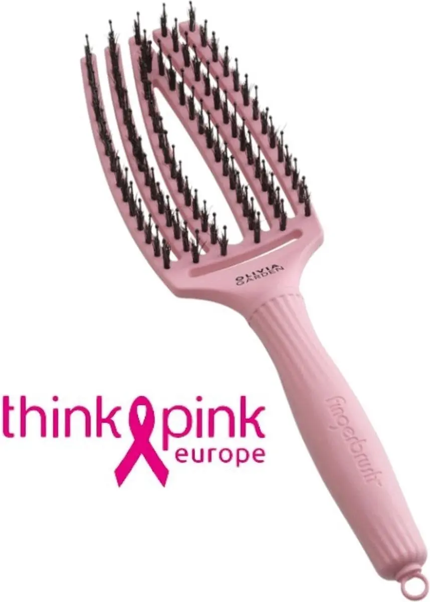 Olivia Garden Fingerbrush Boar & Nylon ThinkPink - Zachtroze