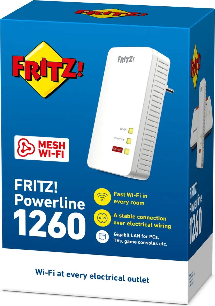 FRITZ! Powerline 1260E WiFi 5 - 1 Stuks - Rood/Wit