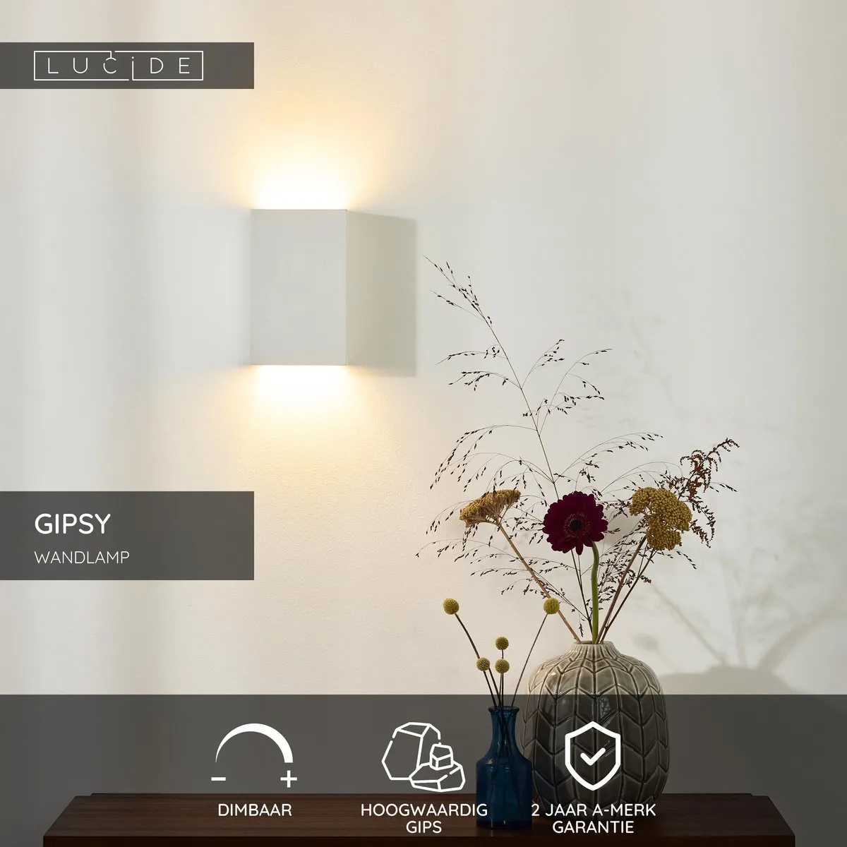 Lucide GIPSY Wandlamp G9 - Wit