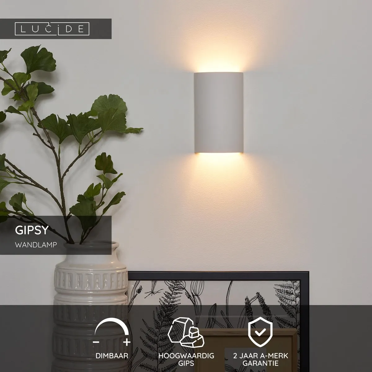 Lucide GIPSY Wandlamp G9 - Wit