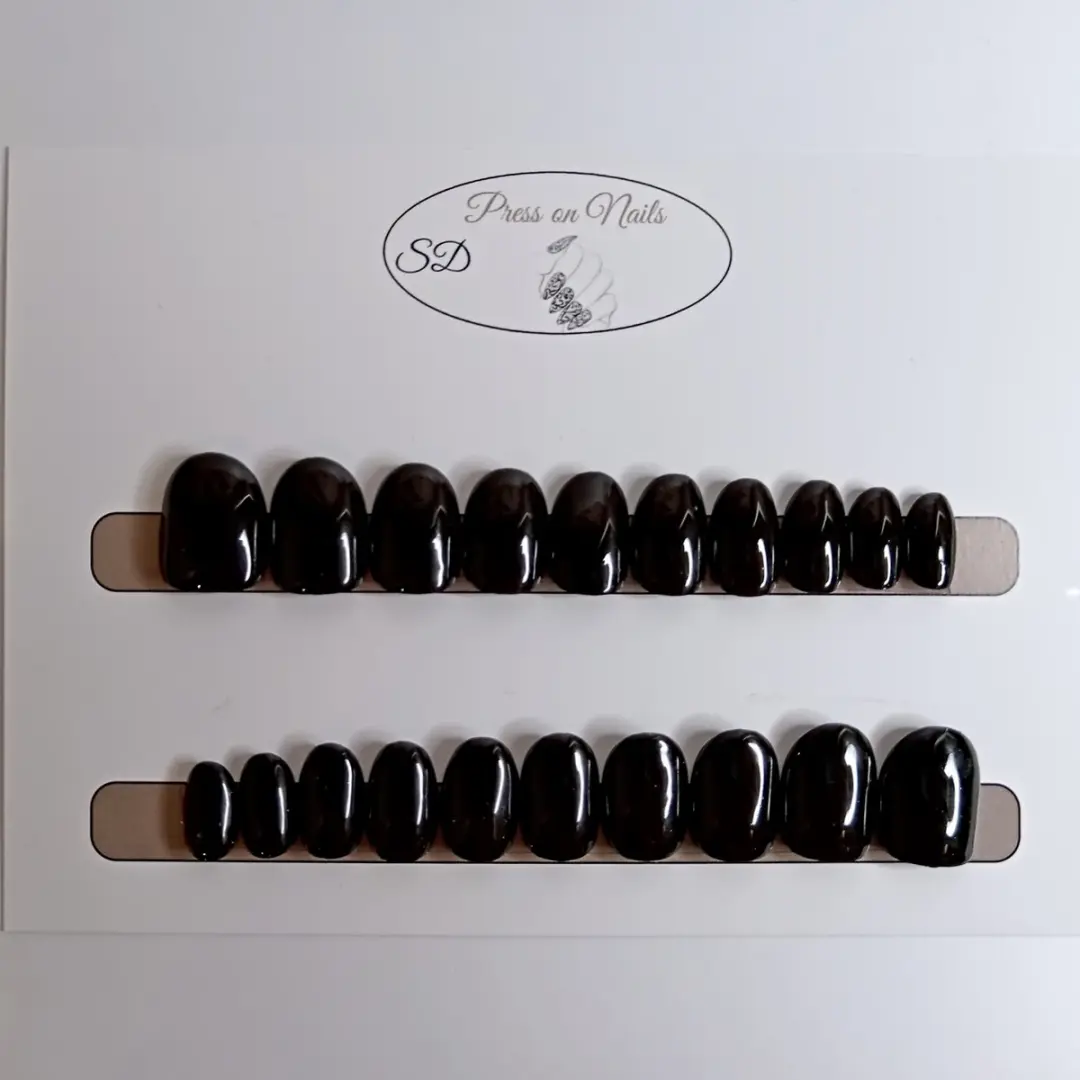 SD Press on Nails B-112 Plaknagels - 20 Stuks - XS Almond - Zwart