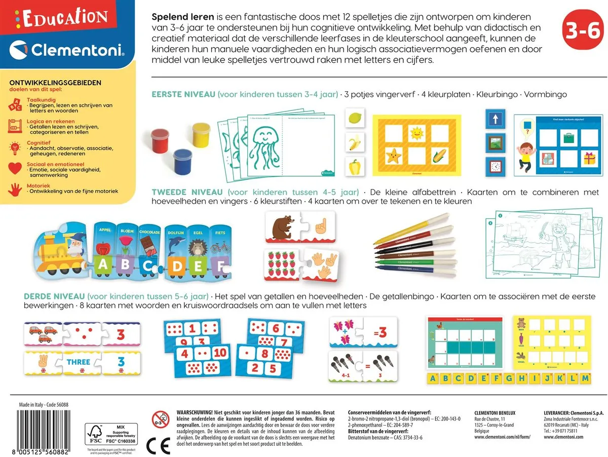 Clementoni 56088 Educatieve Spellen Set - 10 Spellen - Multikleur