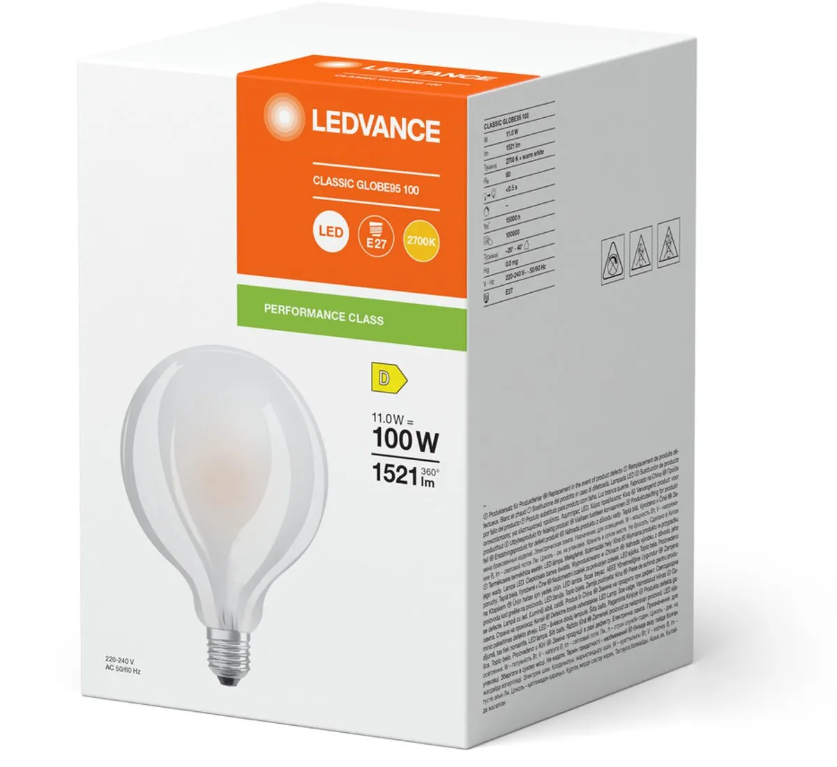 LEDVANCE Classic E27 Globe Filament Mat 11W - 1521lm Zeer Warm Wit - afbeelding 4 van 5