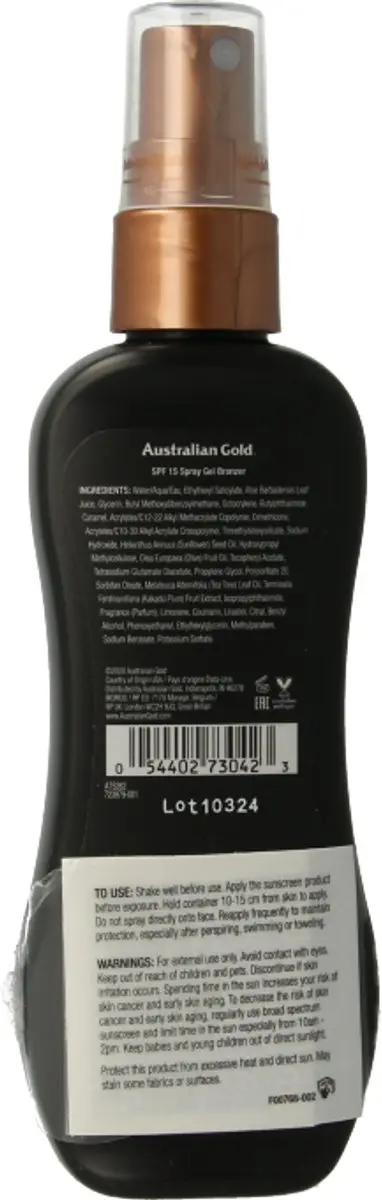 Australian Gold SPF 15 Spray Gel met Bronzer 100ml