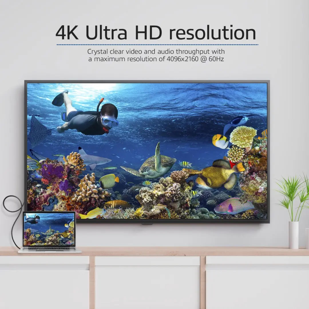 ACT AC7315 USB-C naar HDMI Kabel 4K@60Hz - 2m - Zwart