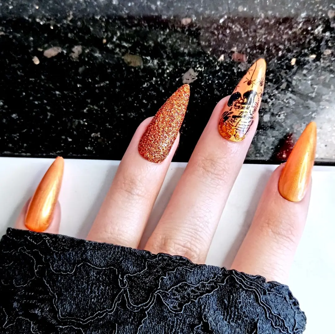 SD Press on Nails No. 124 Pumpkin Spice XL Stiletto - 20 Stuks