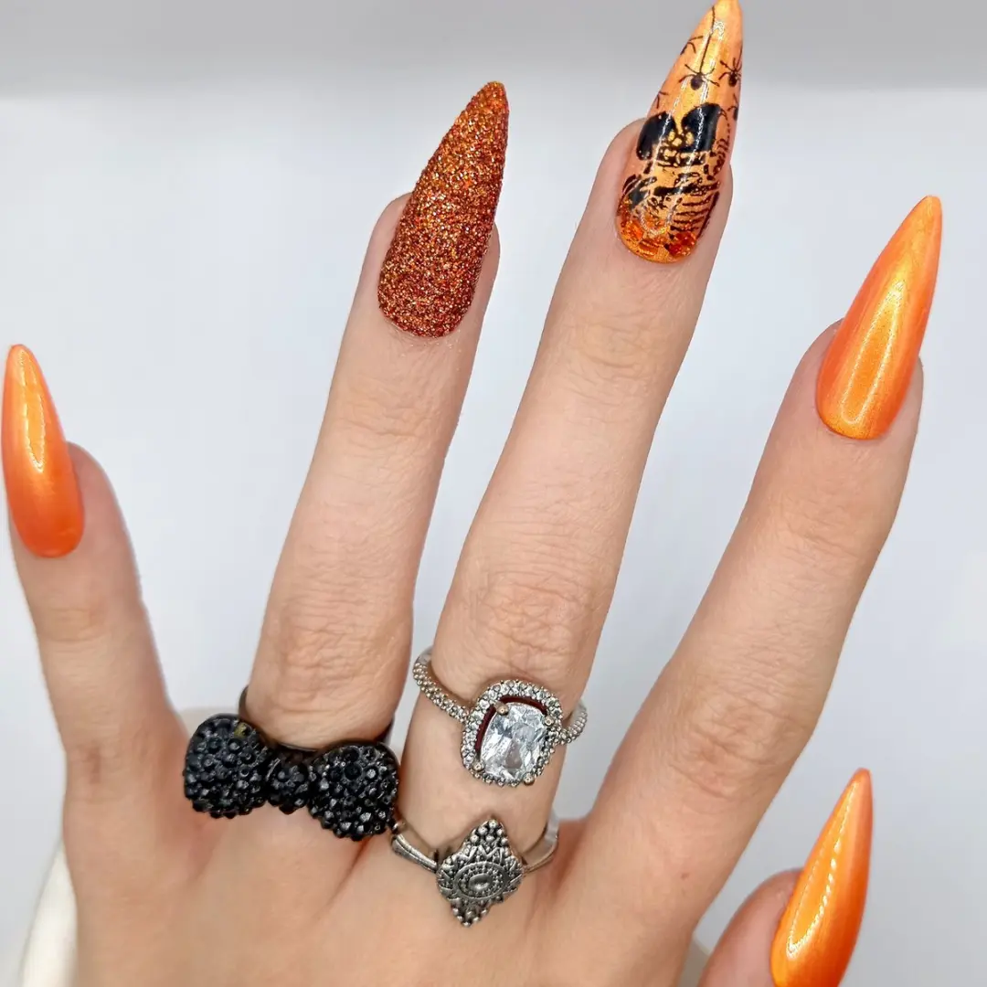 SD Press on Nails No. 124 Pumpkin Spice XL Stiletto - 20 Stuks