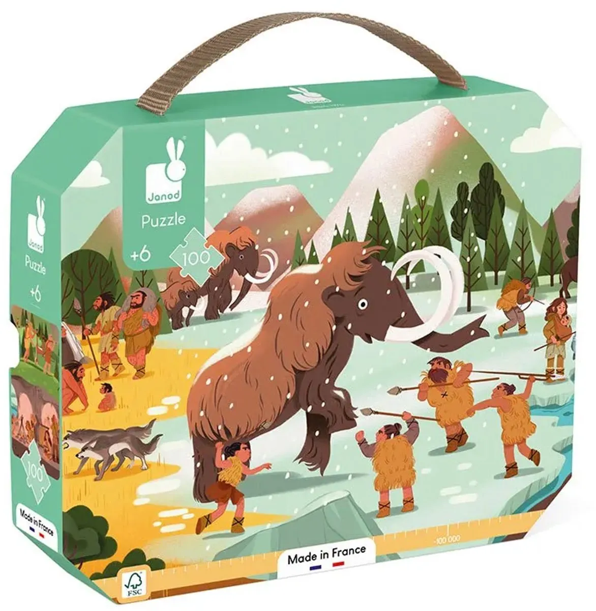 Janod Puzzel Prehistorie 100 Stuks - Puzzelkoffer