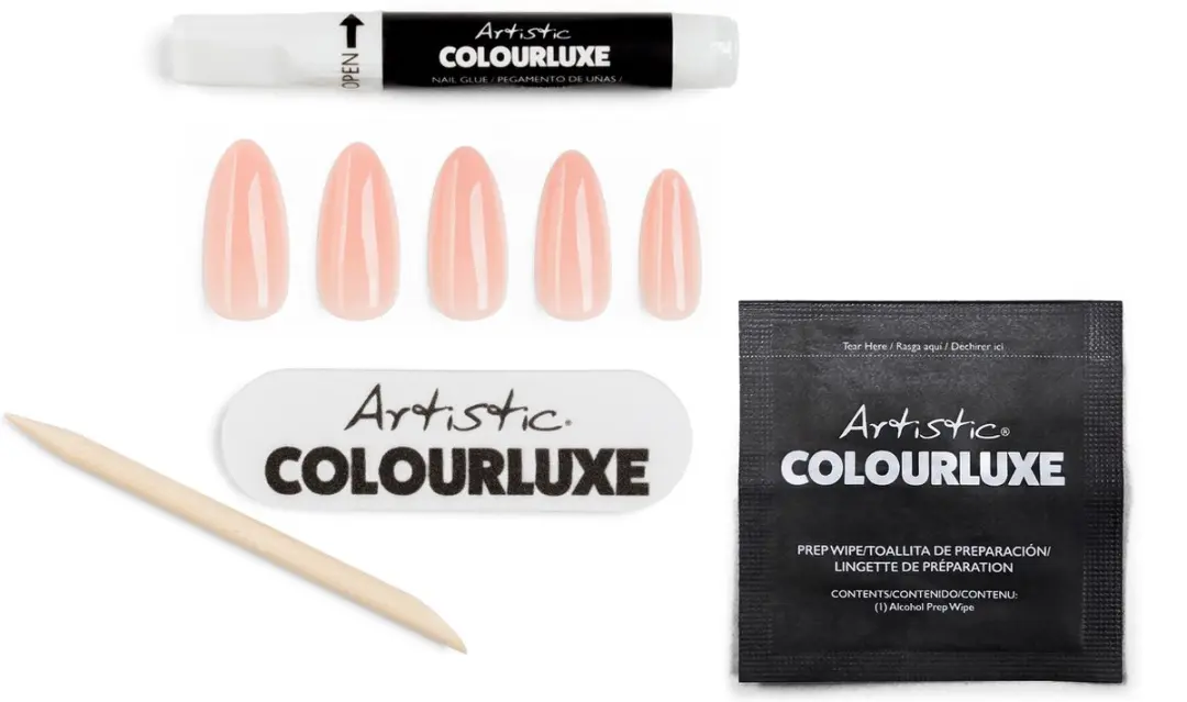Artistic Nail Design Colourluxe Press On Tips Blushing Bombshell - Short Almond