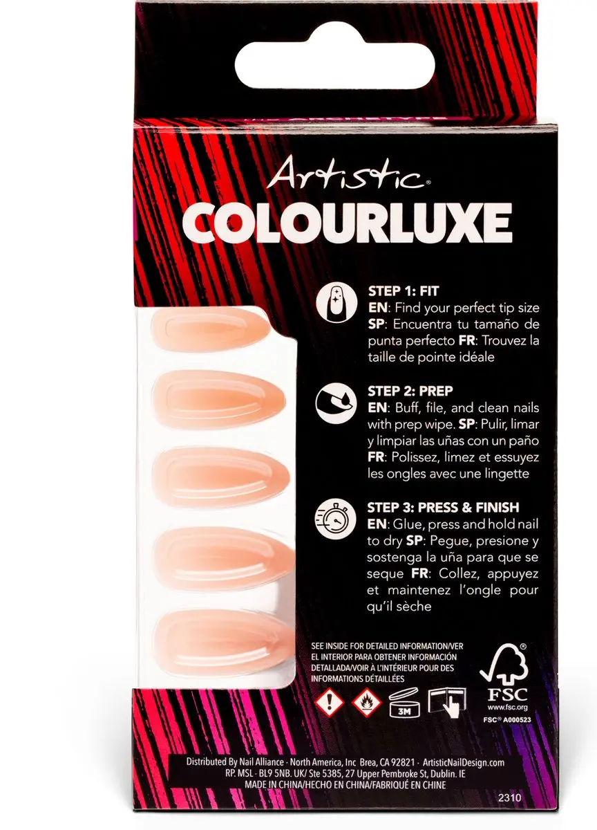 Artistic Nail Design Colourluxe Press On Tips Blushing Bombshell - Short Almond