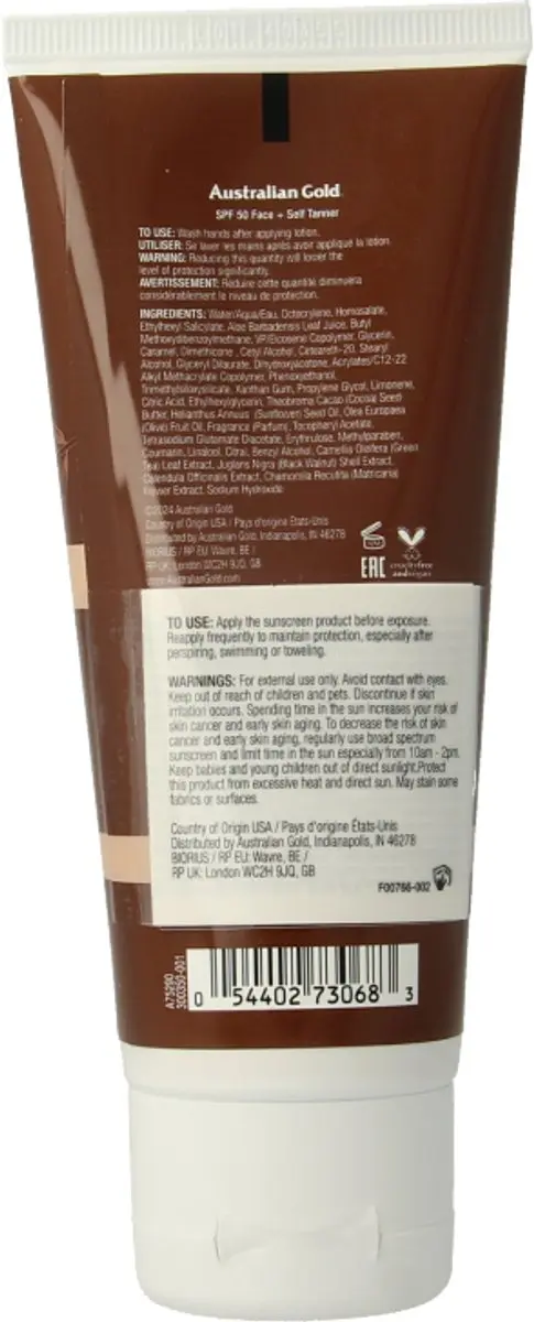 Australian Gold SPF 50 Zelfbruiner Gezicht 88ml