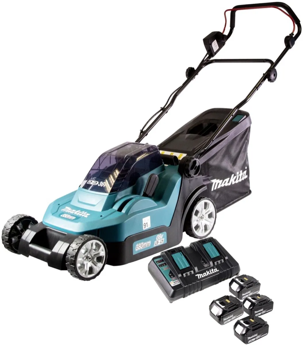 Makita DLM 432 PF4 Accu Grasmaaier 36V - 43cm Borstelloos - 4x 3.0Ah Accu + Dubbele Lader - afbeelding 2 van 5