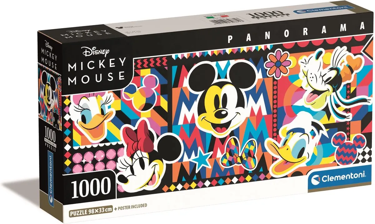 Clementoni Disney Panorama Puzzel 1000 Stuks - 98x33cm - Multicolor