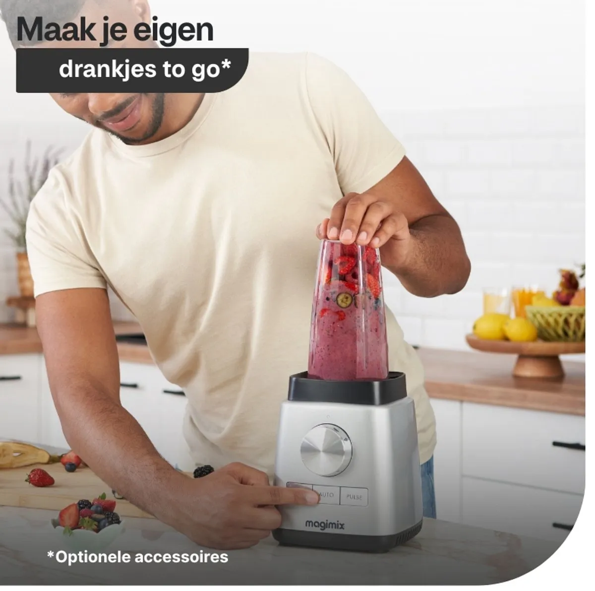 Magimix Blender Power 3 Smoothiemaker 1,2L - Mat Chroom