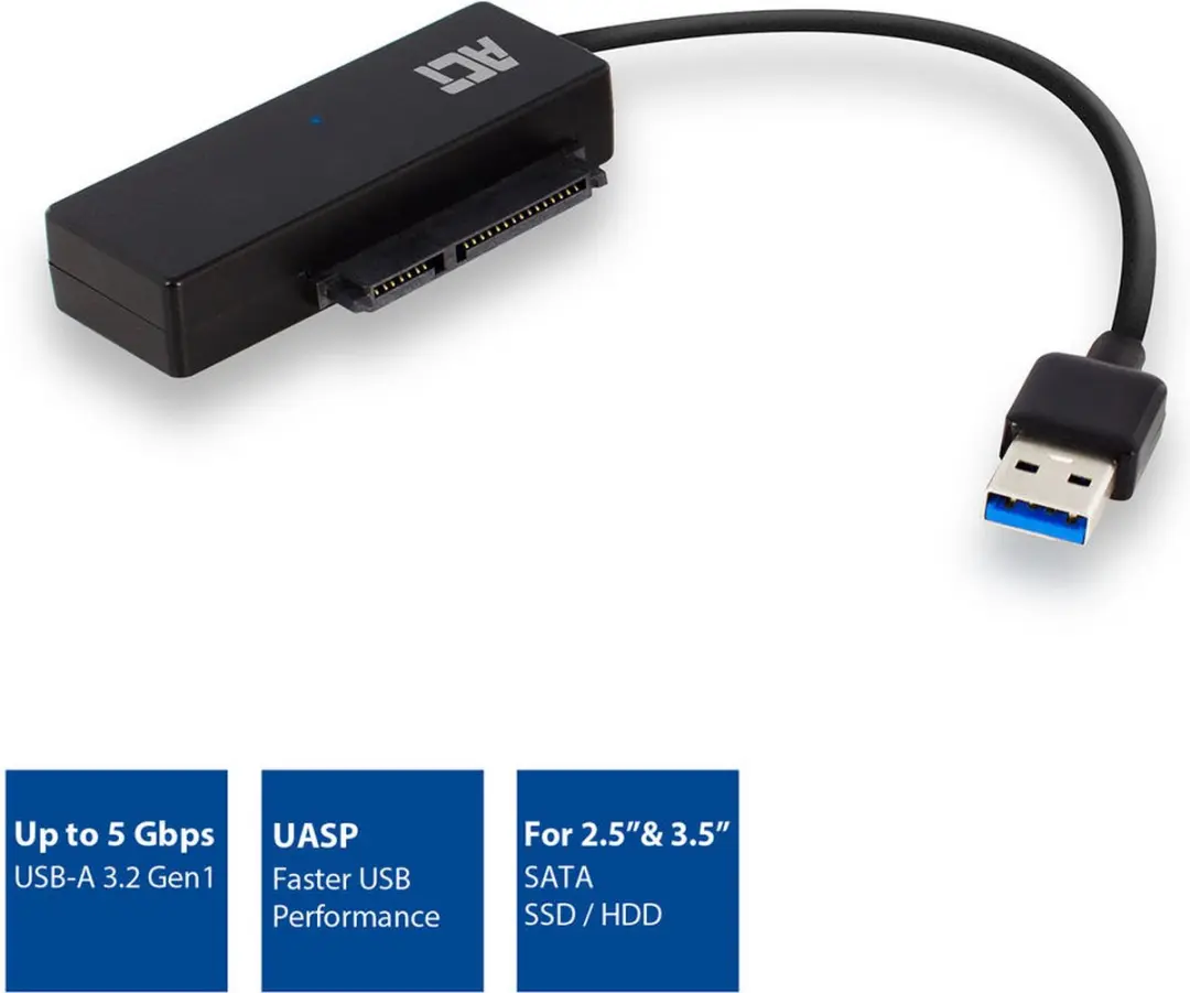 ACT AC1515 SATA naar USB 3.0 Adapter - 5Gbps - Zwart