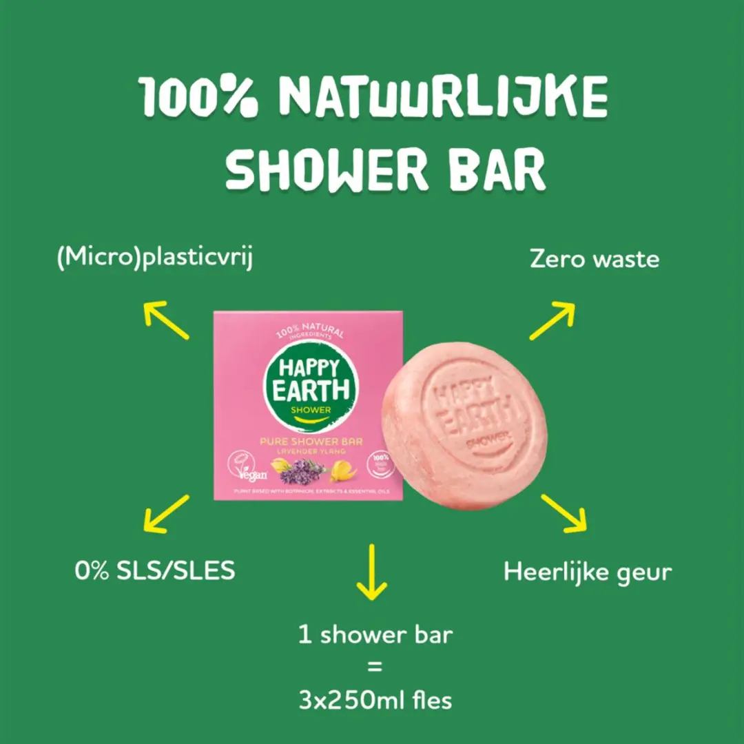 Happy Earth Shower Bar Lavender Ylang - 270g (3x90g)