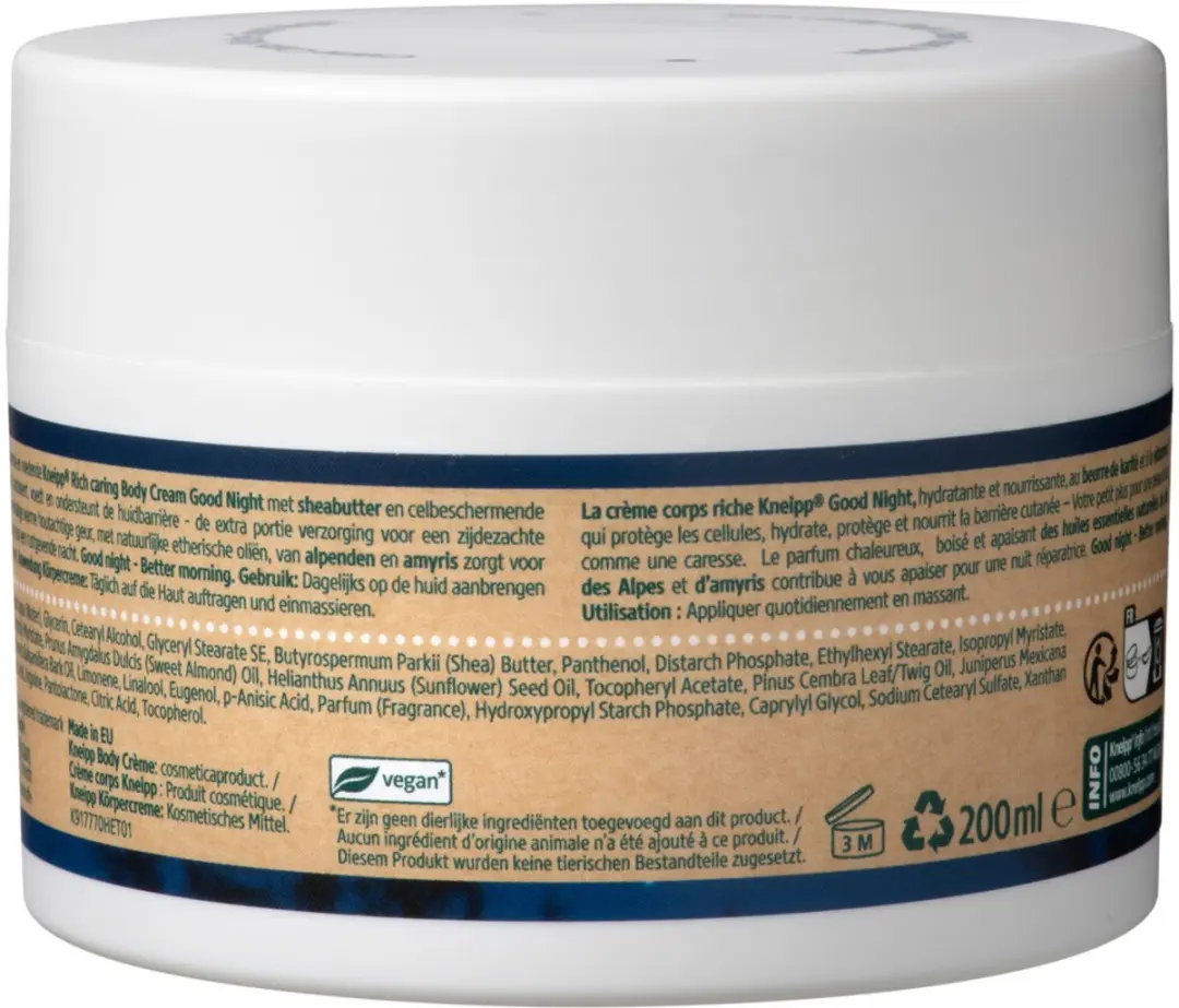 Kneipp Rich Caring Bodycrème Good Night 200ml - 3 Stuks