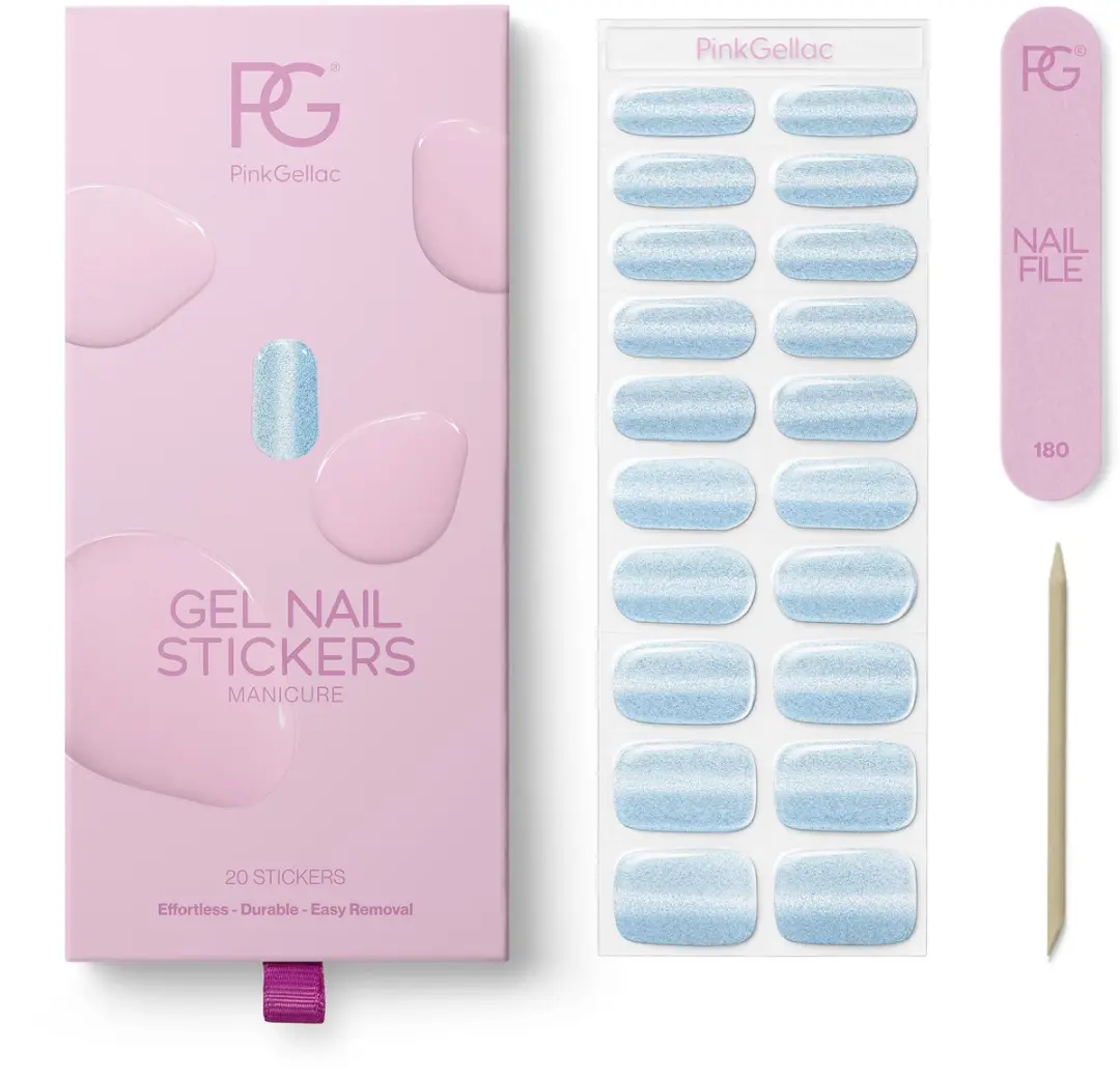 Pink Gellac UV Nagelstickers Cat Eye Misty Blue - 20 Stuks
