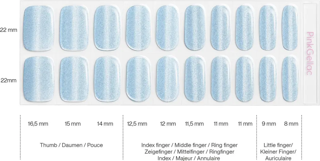 Pink Gellac UV Nagelstickers Cat Eye Misty Blue - 20 Stuks