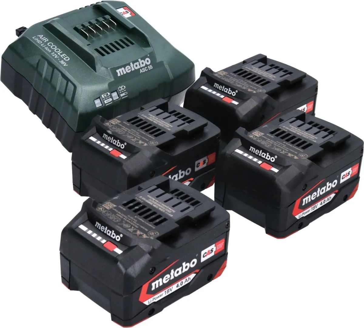 Metabo Li-Power 18V 4.0Ah CAS Accu Set - 4x 625027000 + ASC 55 Oplader