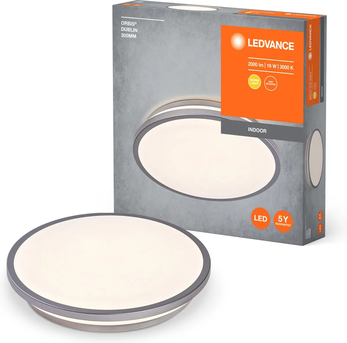 LEDVANCE Orbis Dublin Plafondlamp 18W 2000lm - Zilver - afbeelding 3 van 6