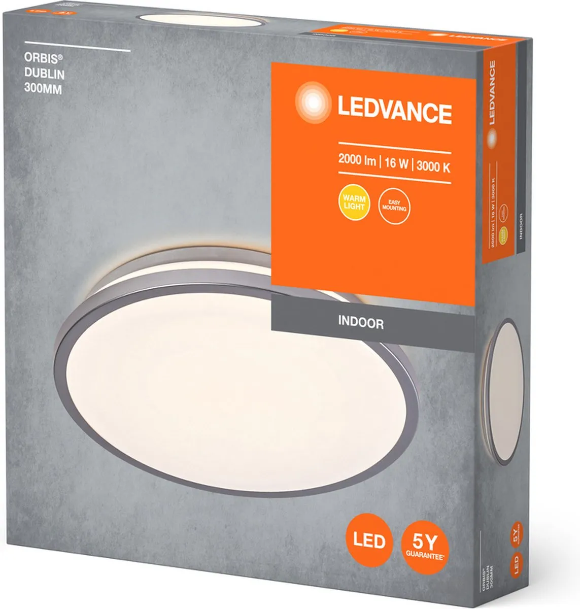 LEDVANCE Orbis Dublin Plafondlamp 18W 2000lm - Zilver - afbeelding 4 van 6