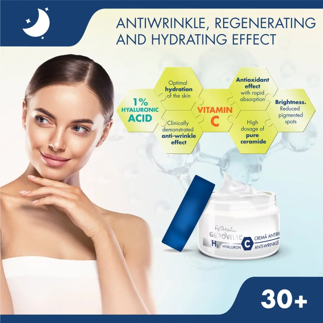 Gerovital Anti-Rimpel Nachtcreme 50ml - Hyaluronzuur & Vitamine C