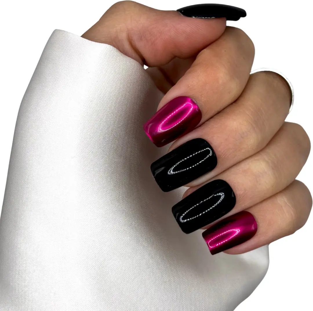 SD Press on Nails B-292 Plaknagels - 20 Stuks - Zwart Roze - afbeelding 6 van 6