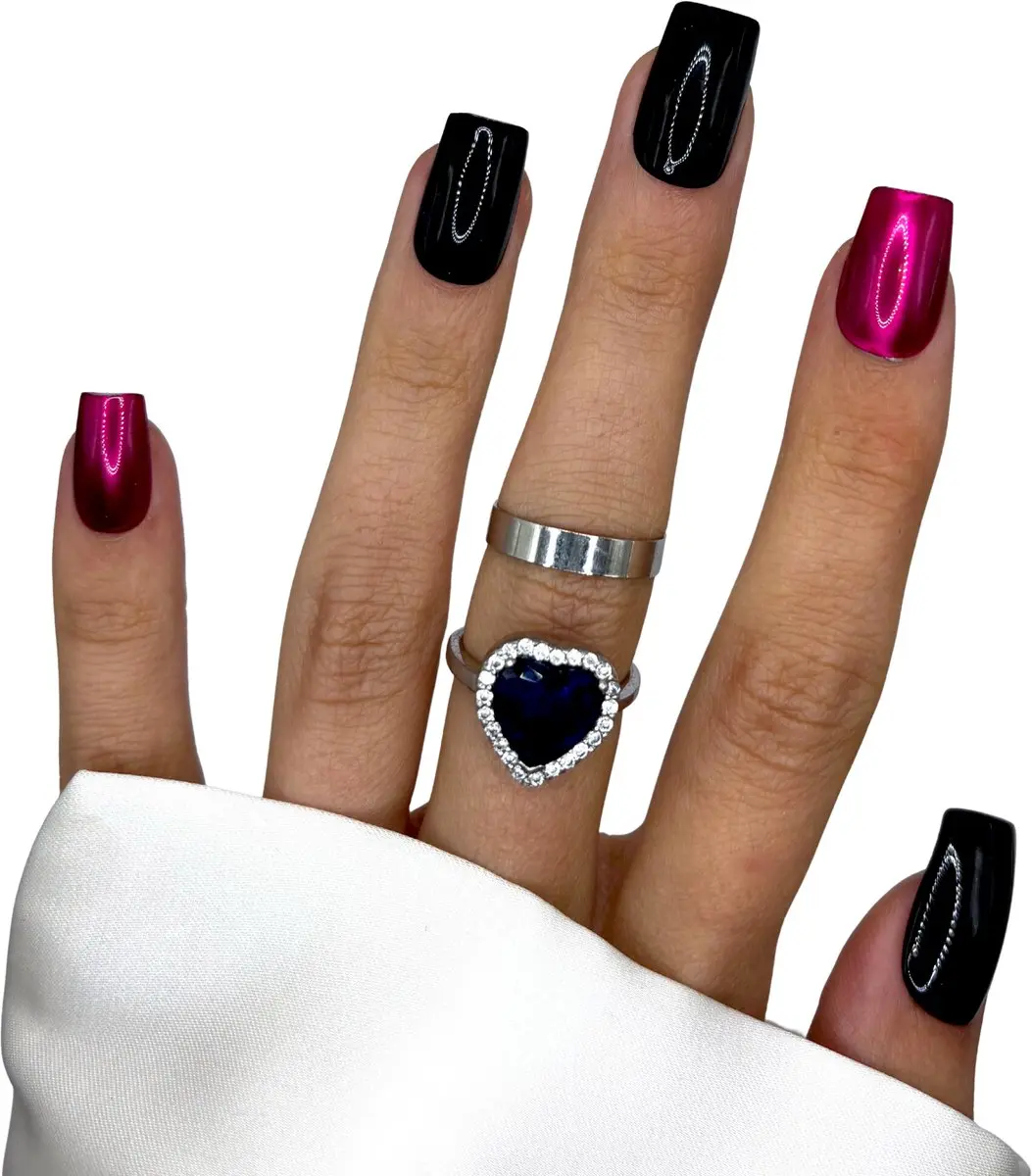 SD Press on Nails B-292 Plaknagels - 20 Stuks - Zwart Roze