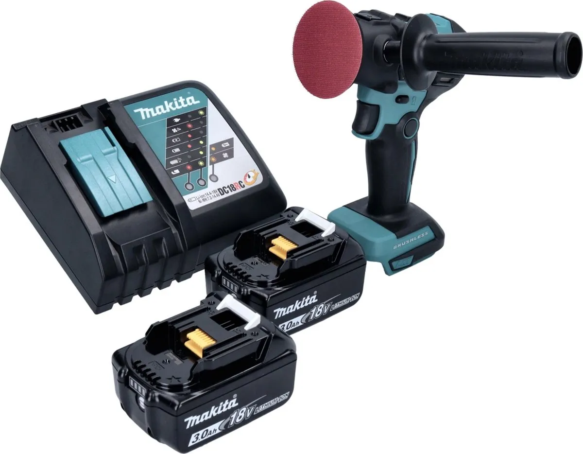 Makita DPV 300 RF Accu-Polijstmachine 18V - 80mm - 2x 3.0Ah