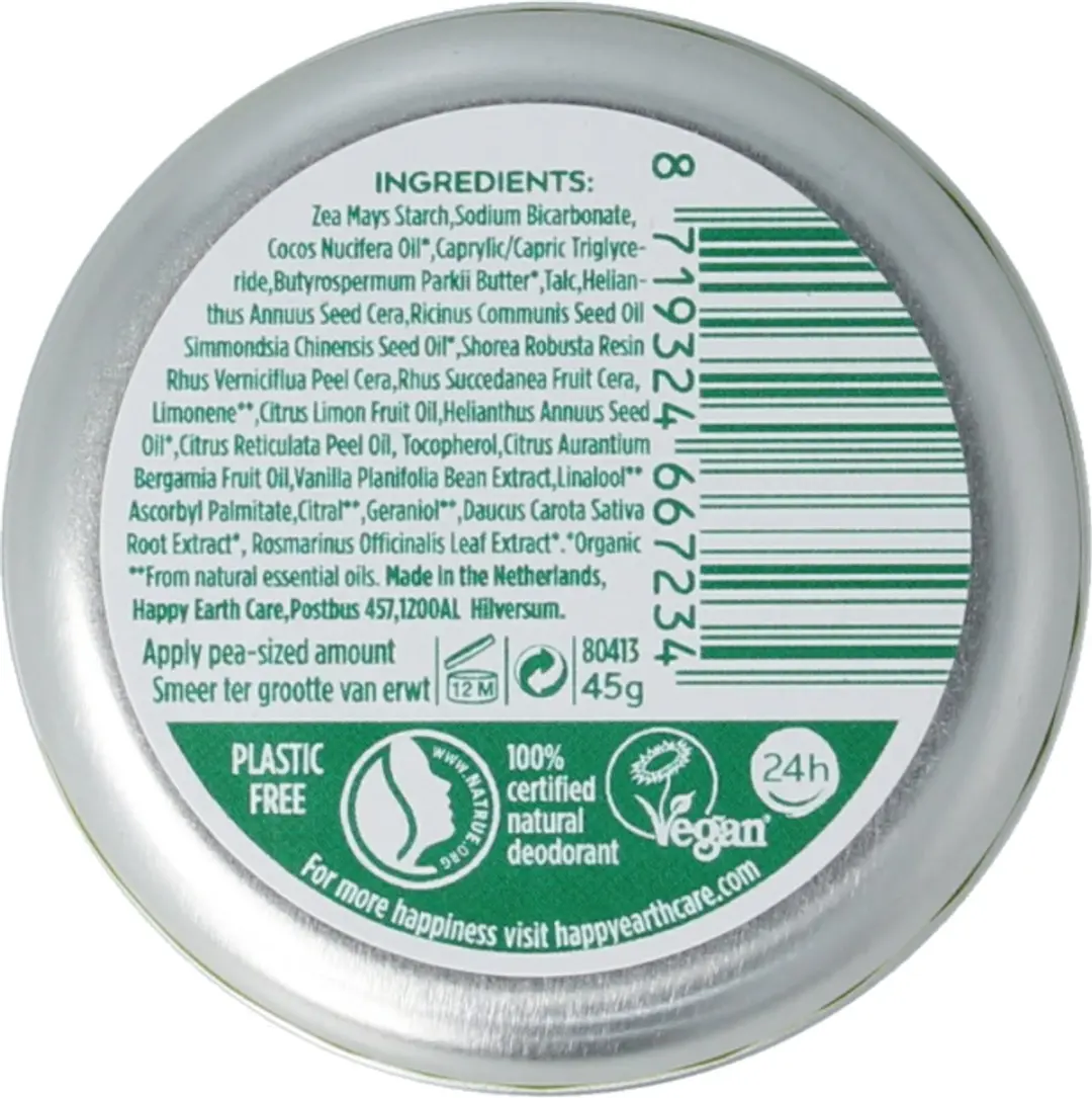 Happy Earth Deodorant Balm Bergamot 45g
