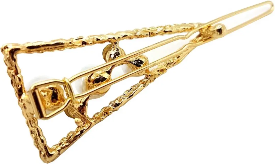 Haarsoires Haarspeld 4,5cm - Driehoek - Parel Strass - Goud - afbeelding 6 van 6
