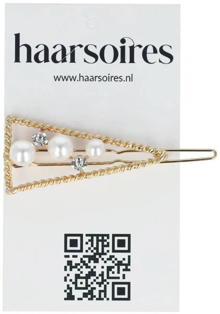 Haarsoires Haarspeld 4,5cm - Driehoek - Parel Strass - Goud