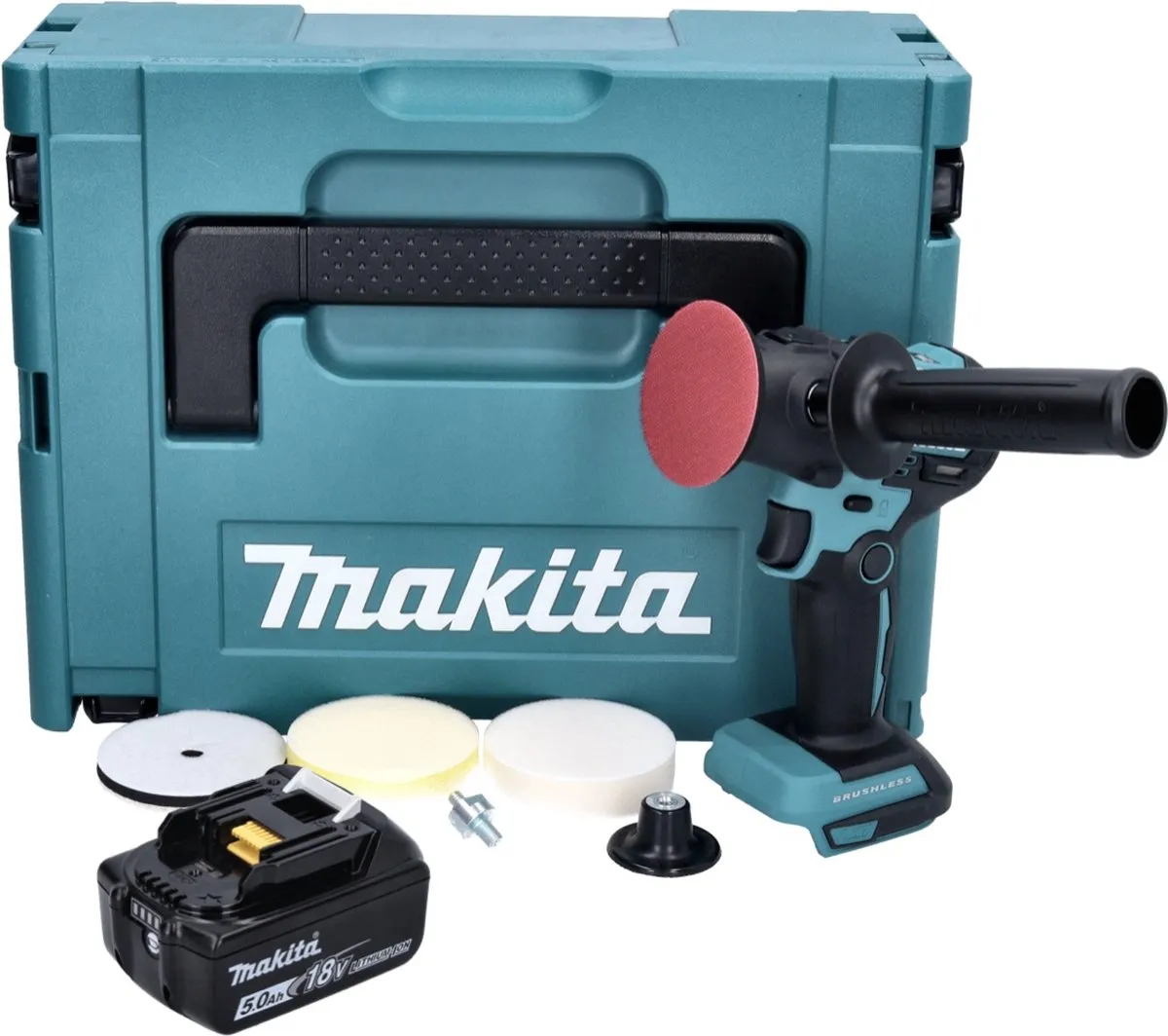 Makita DPV300 Accu-Polijstmachine 18V 80mm - Borstelloos - 5.0Ah