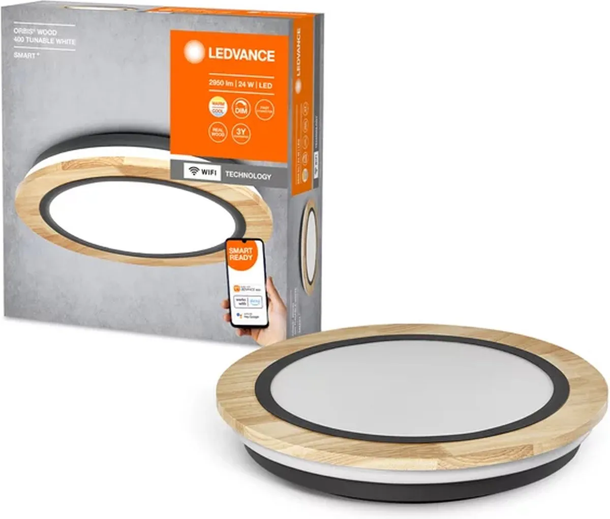 LEDVANCE SMART+ Wood WiFi Plafondlamp 24W - 295 Lumen