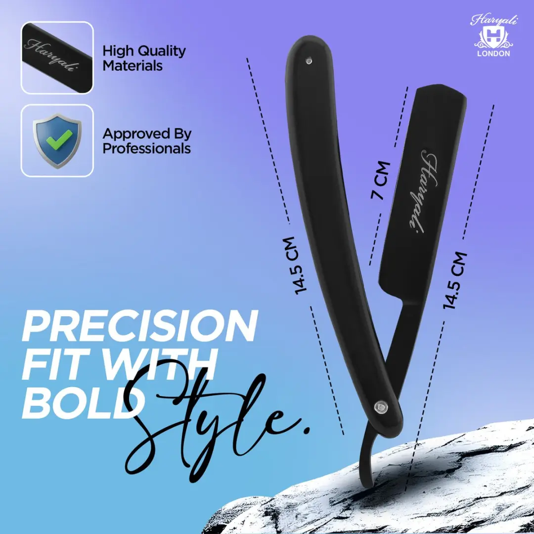 Haryali London Open Scheermes Barber's Razor - Elegant Zwart