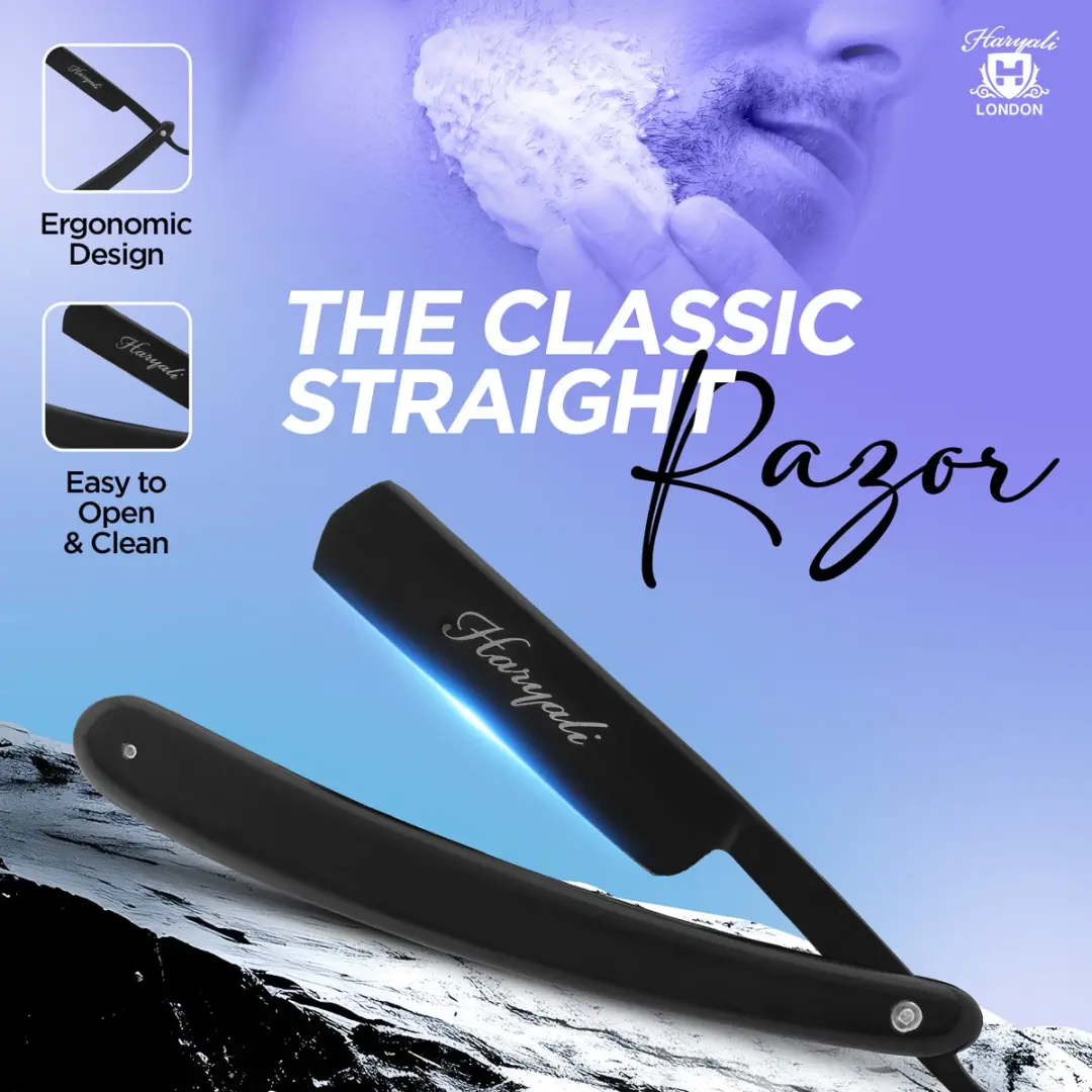 Haryali London Open Scheermes Barber's Razor - Elegant Zwart - afbeelding 6 van 6