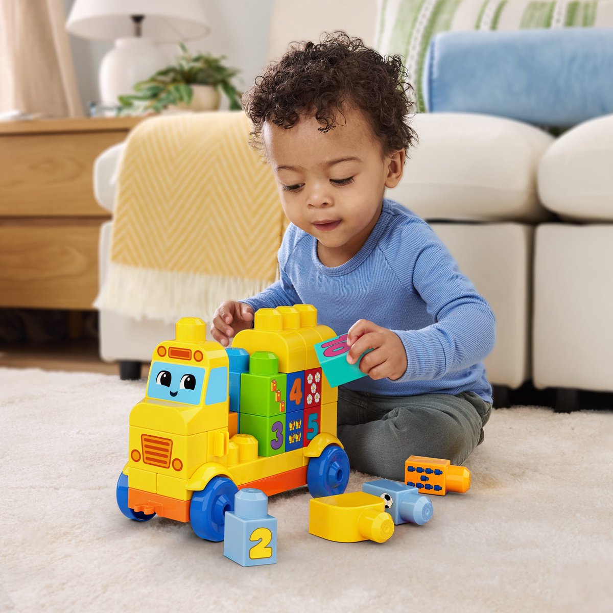 Mega Bloks Bouwen en Tellen Bus - Speelgoedset met bouwblokken - 45 onderdelen