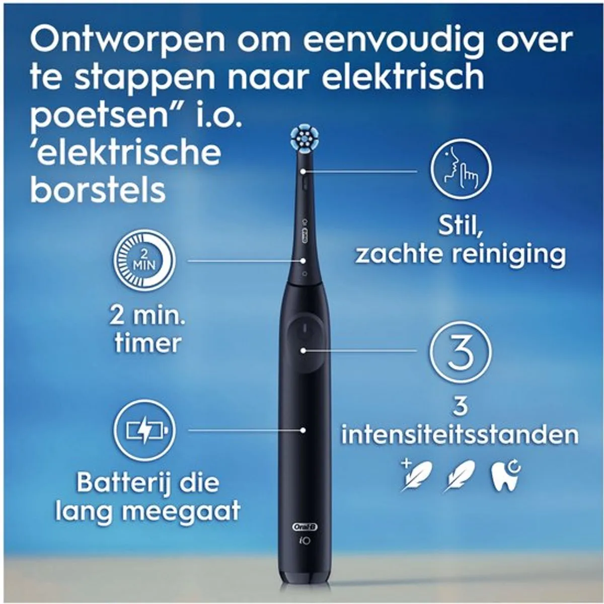 Oral-B iO2 Night Black Elektrische Tandenborstel - 1 Opzetborstel - afbeelding 6 van 6