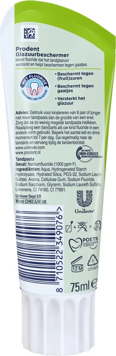 Prodent Kids Glazuurbeschermer Tandpasta 12x75ml - afbeelding 6 van 6