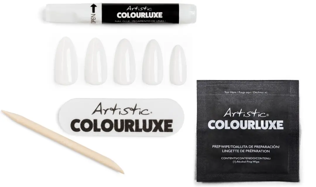 Artistic Nail Design Colourluxe Press On Tips Whiteout Glam - Short Almond