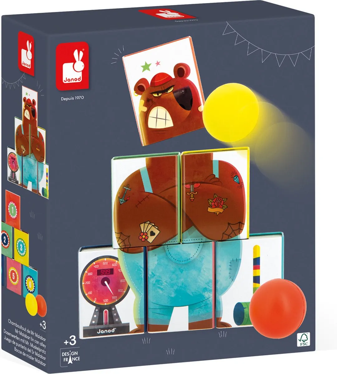 Janod Applepop Meneer Beer Blikkenspel - Multicolor