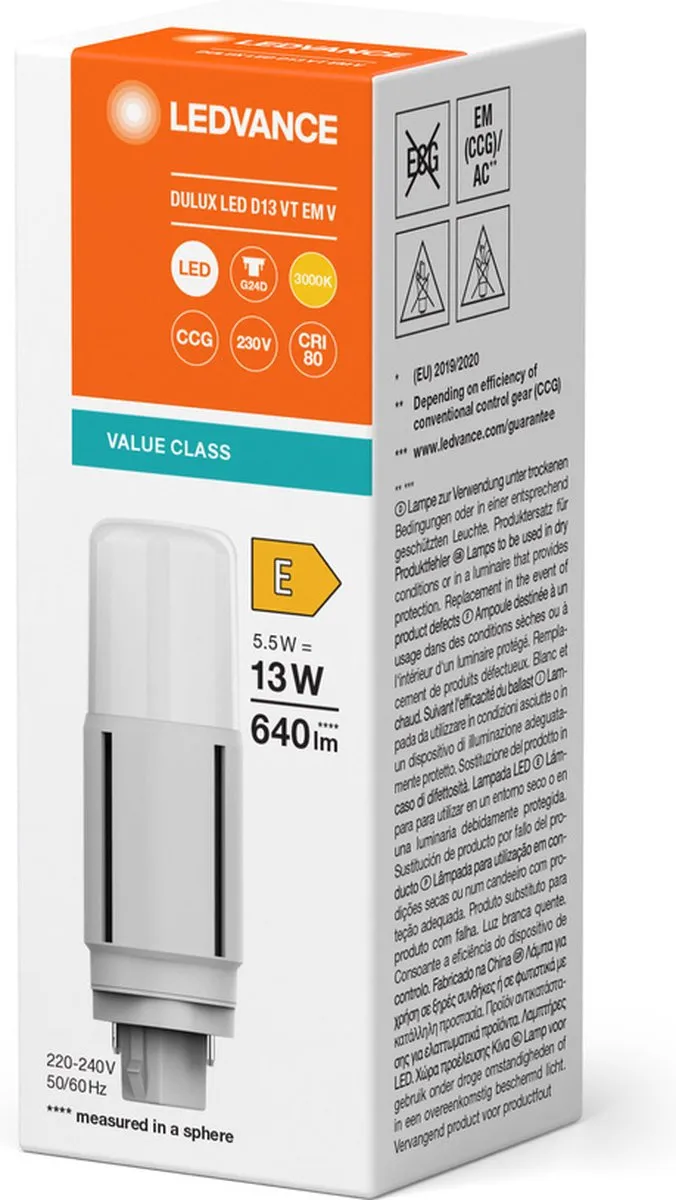 LEDVANCE DULUX-D LED 5.5W Warm Wit - 2-Pin - afbeelding 3 van 5