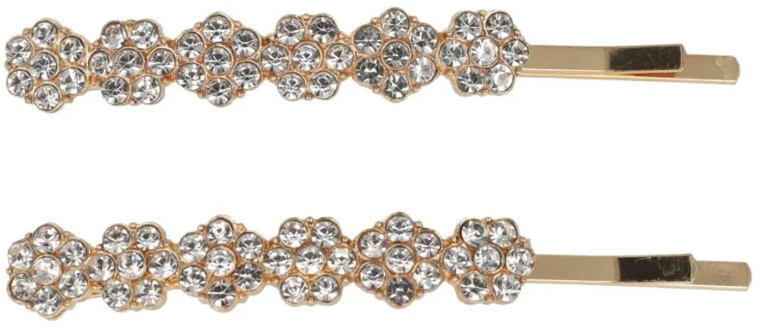 Haarsoires Schuifspeldjes Recht 6cm Goud - Strass - 2 Stuks