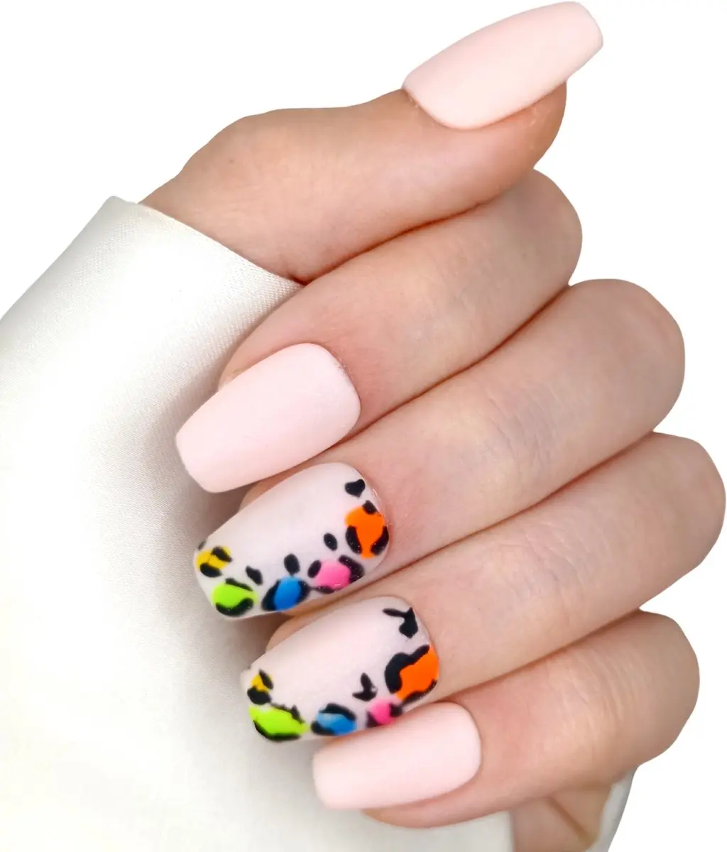 SD Press on Nails B-187 Roze Neon Leopard Nagelset
