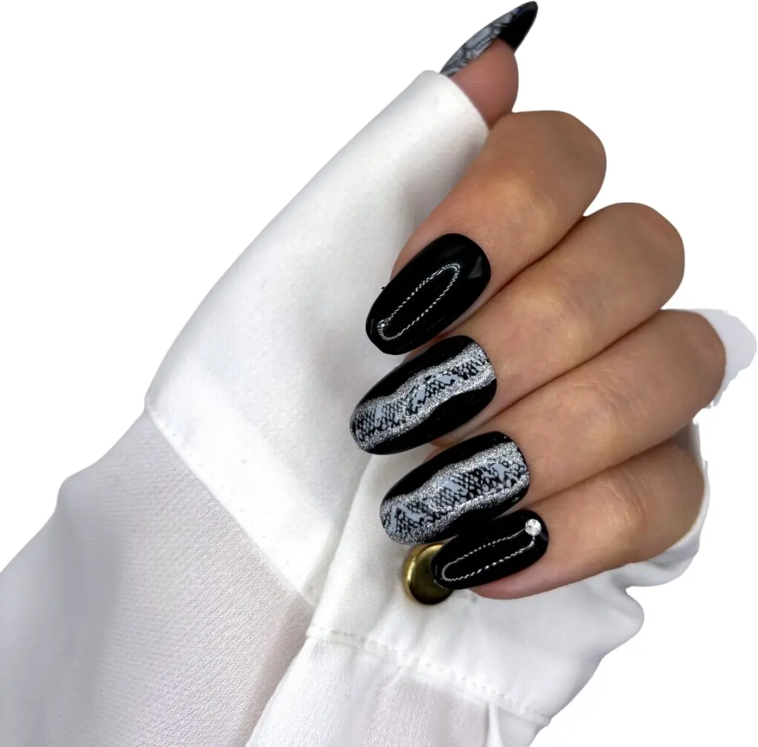 SD Press on Nails No. 52 Anaconda Nagelset - 20 Stuks - Zwart Snake