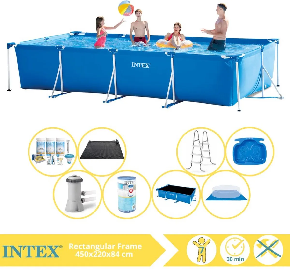 Intex Rectangular Frame 28273NP Opzetzwembad 450x220x84cm